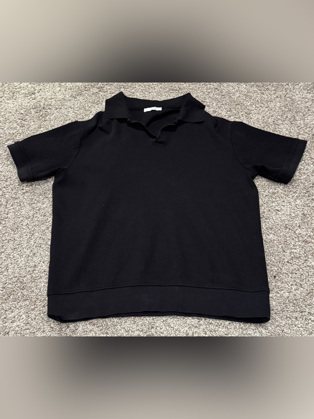 Zara Men's Black Ribbed Polo